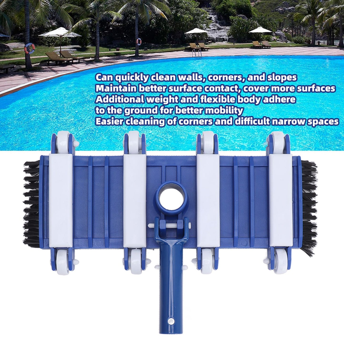 14 Inch Swimming Pool Vacuum Head with Wheels Brushes Pool Cleaning Equipment Accessories V1294-YM0521-3111230083211
