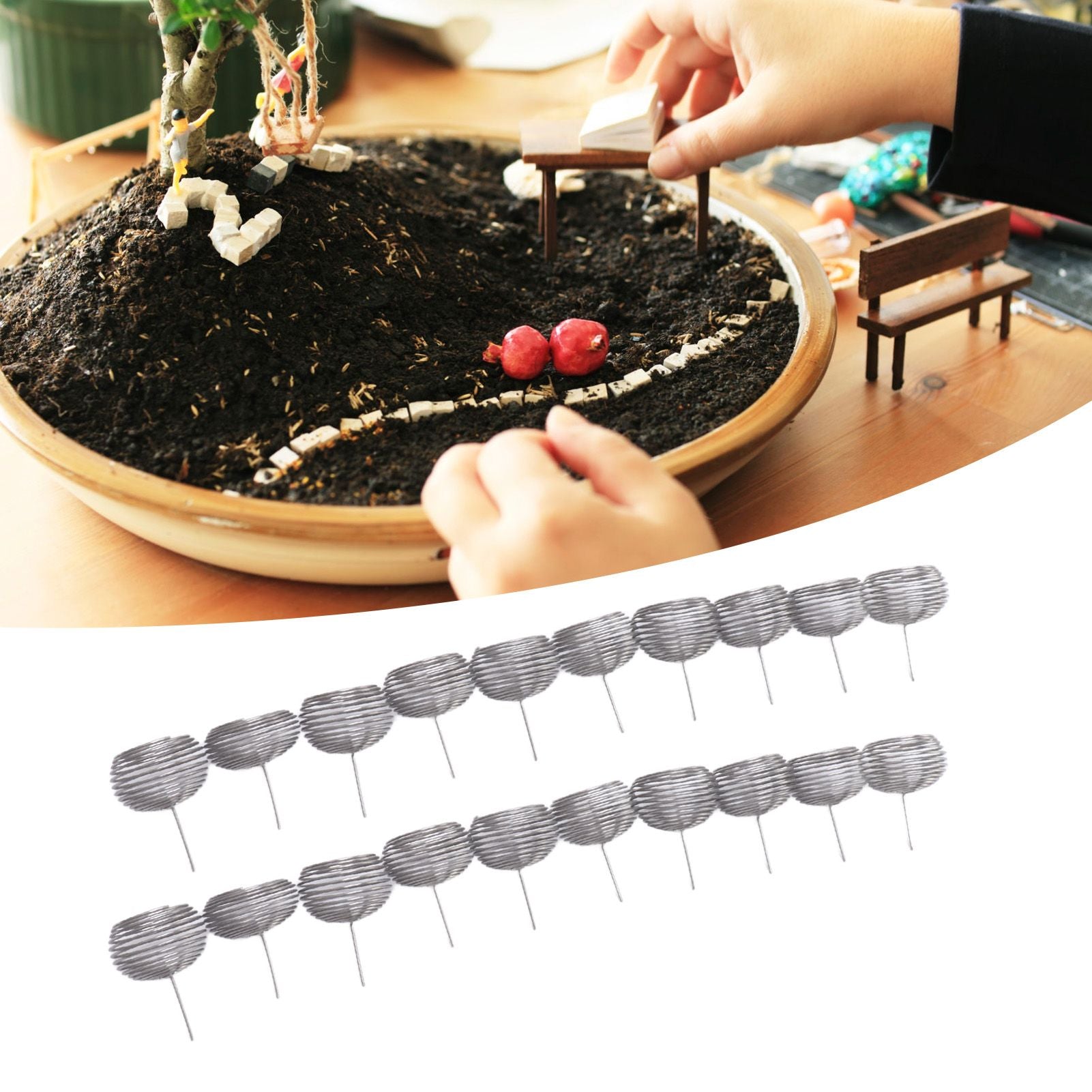 100pcs Bonsai Fertilizer Basket Stainless Steel Spherical Nutrition Box Tools for Succulent Orchid V1294-YM0521-3111230084011