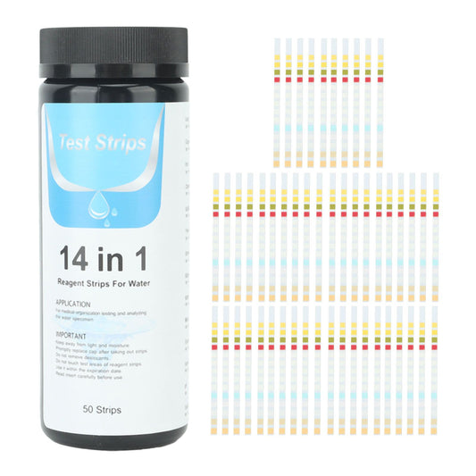 50 Strips Water Test Strips 14 in 1 PH Meter Testing Paper for Drinking Water Pool Hot Spring Pond V1294-YM0521-3111230087311