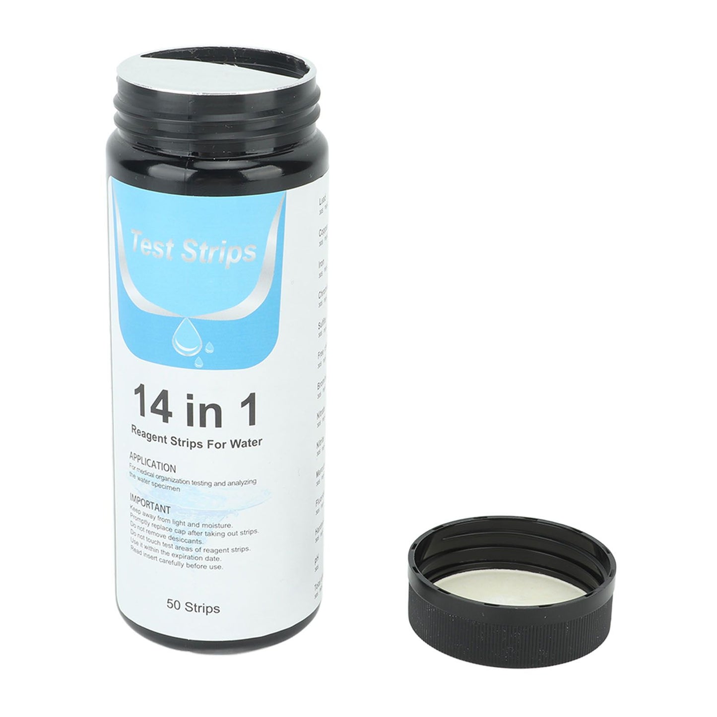 50 Strips Water Test Strips 14 in 1 PH Meter Testing Paper for Drinking Water Pool Hot Spring Pond V1294-YM0521-3111230087311