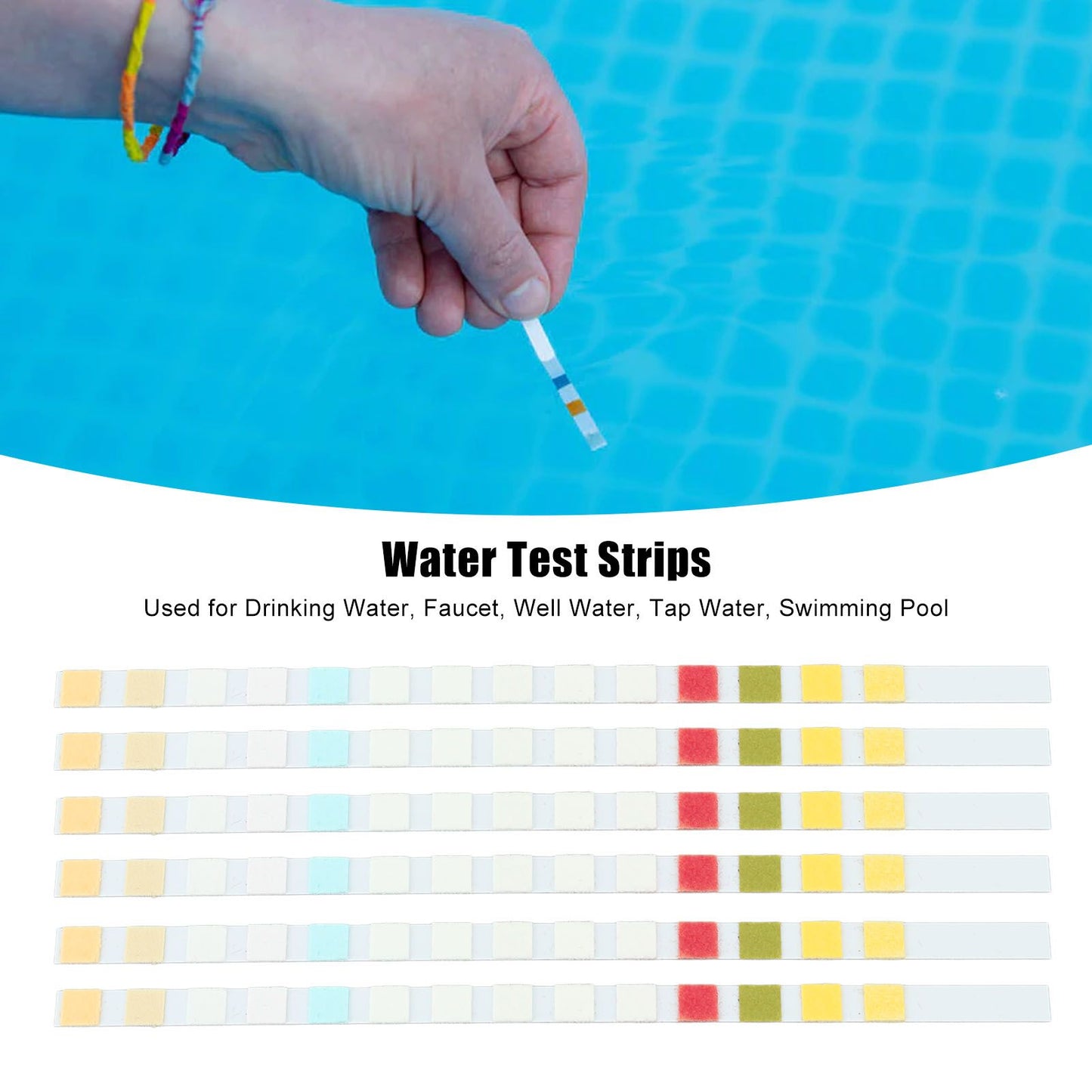50 Strips Water Test Strips 14 in 1 PH Meter Testing Paper for Drinking Water Pool Hot Spring Pond V1294-YM0521-3111230087311