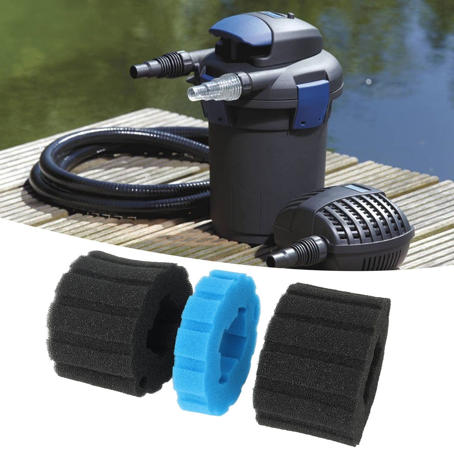 Indoor Aquatis Replacement Filter Foam For Biopress 1pc Blue Fine Sponge 2pcs Black Coarse Sponge V1294-YM0521-3111230089511