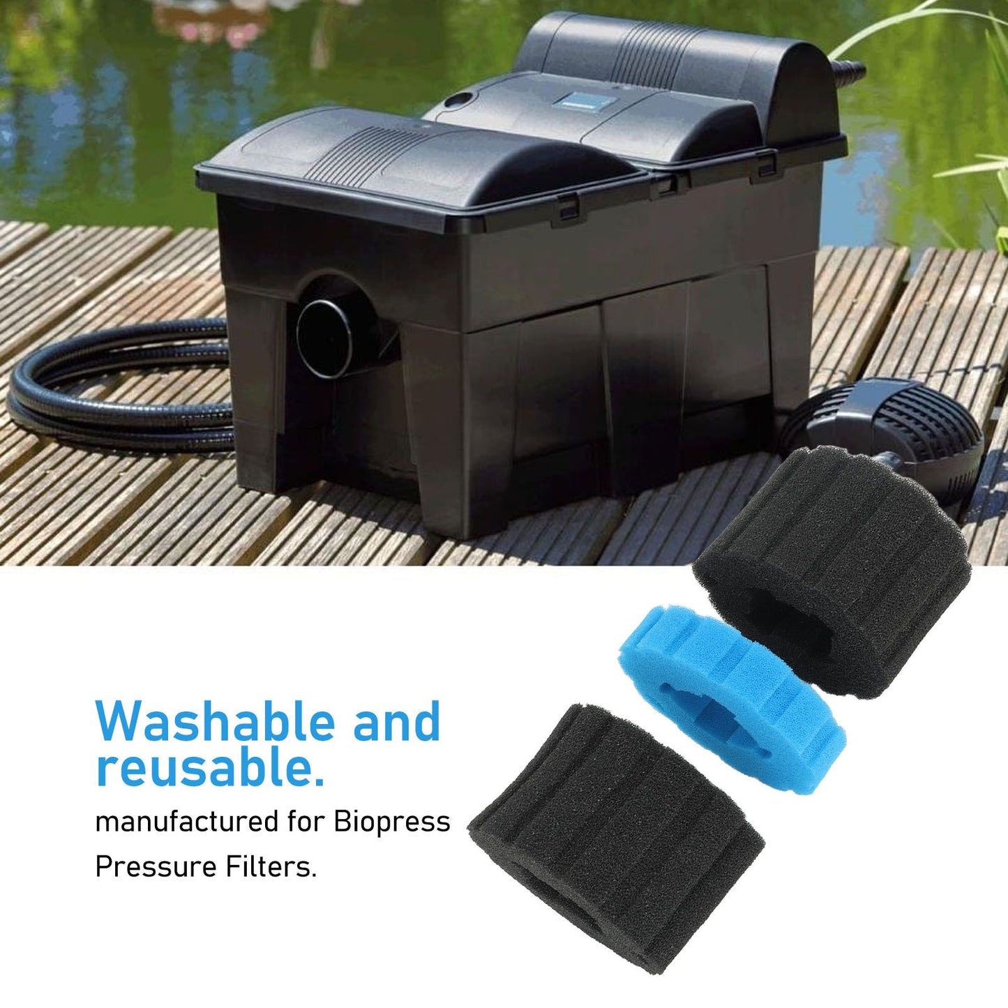 Indoor Aquatis Replacement Filter Foam For Biopress 1pc Blue Fine Sponge 2pcs Black Coarse Sponge V1294-YM0521-3111230089511