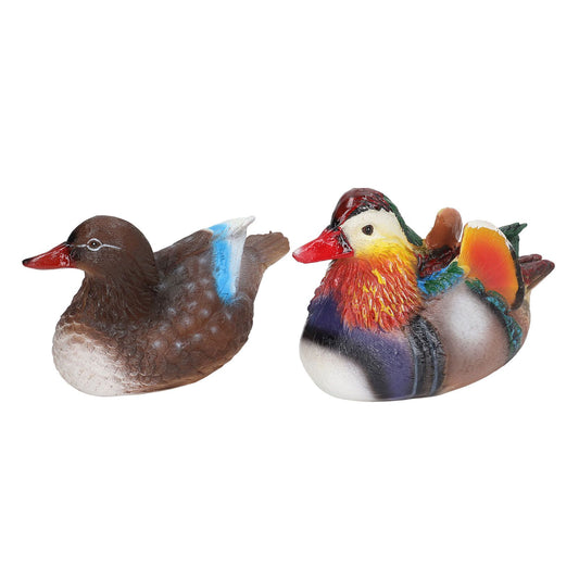 2PCS Floating Mandarin Duck Statue Resin Cute Animal Decor Sculpture Ornament for Outdoor Garden Pond Dark V1294-YM0521-3111230091211