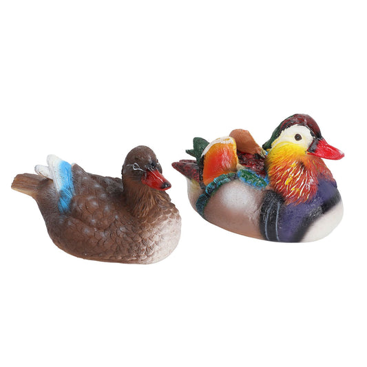 2PCS Floating Mandarin Duck Statue Resin Cute Animal Decor Sculpture Ornament for Outdoor Garden Pond Dark V1294-YM0521-3111230091211