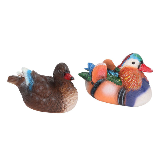 2PCS Floating Mandarin Duck Statue Resin Cute Animal Decor Sculpture Ornament for Outdoor Garden Pond Light V1294-YM0521-3111230091212