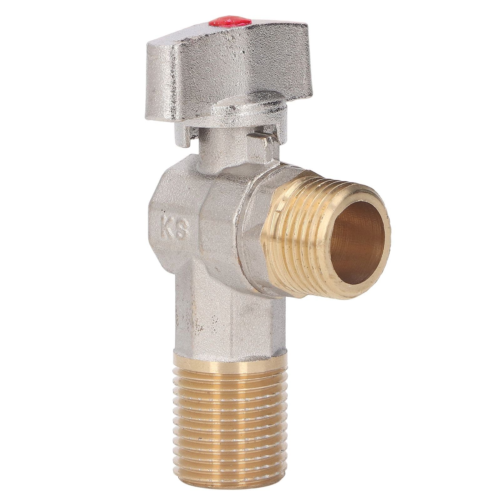 G1/2 Thread Brass Triangle Valve Large Flow Cold Hot Water Angle Stop Valve for Kitchen Bathroom Red V1294-YM0521-3112220081612