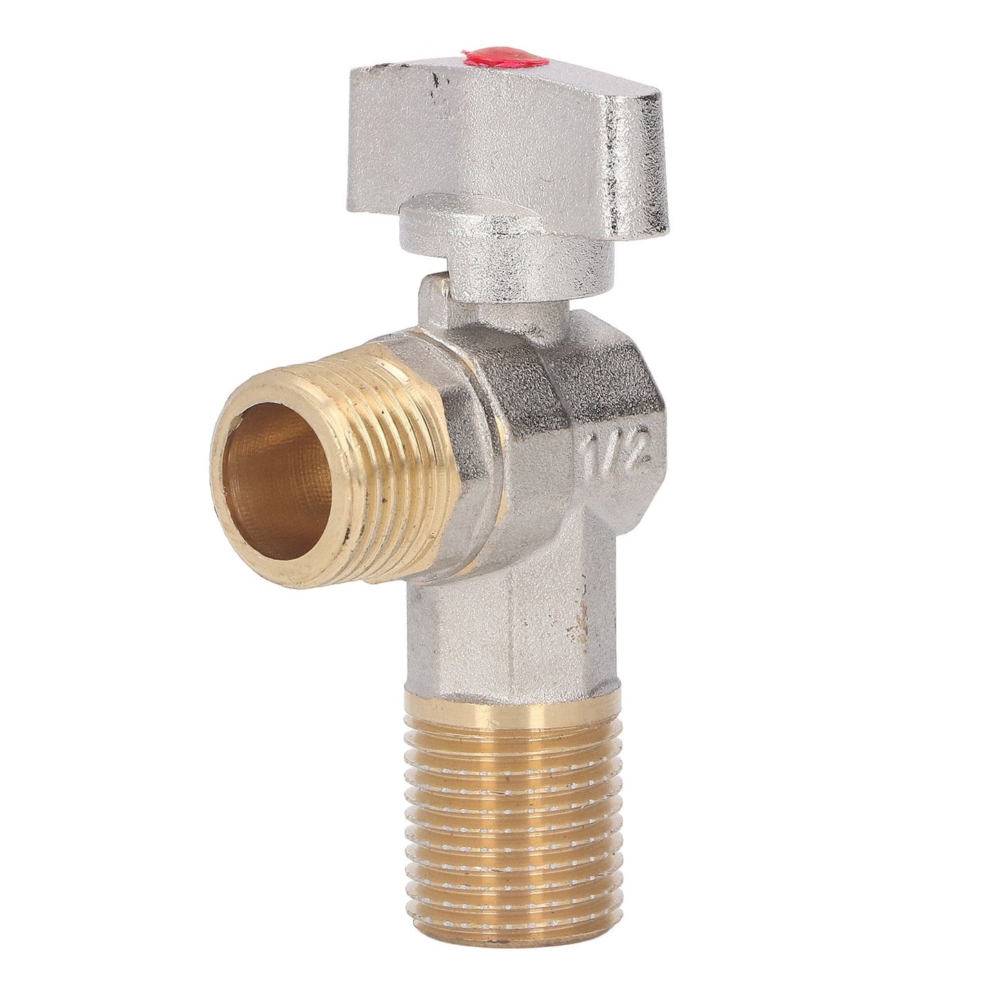 G1/2 Thread Brass Triangle Valve Large Flow Cold Hot Water Angle Stop Valve for Kitchen Bathroom Red V1294-YM0521-3112220081612