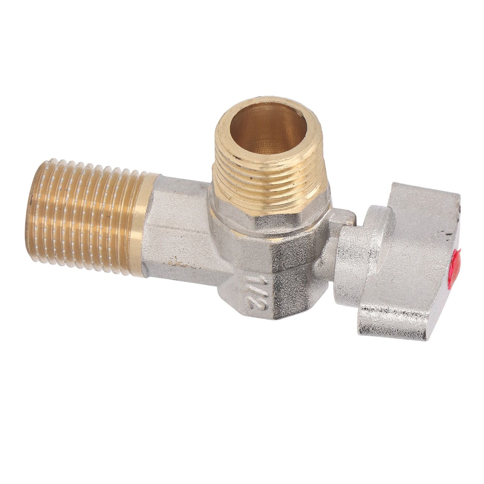 G1/2 Thread Brass Triangle Valve Large Flow Cold Hot Water Angle Stop Valve for Kitchen Bathroom Red V1294-YM0521-3112220081612