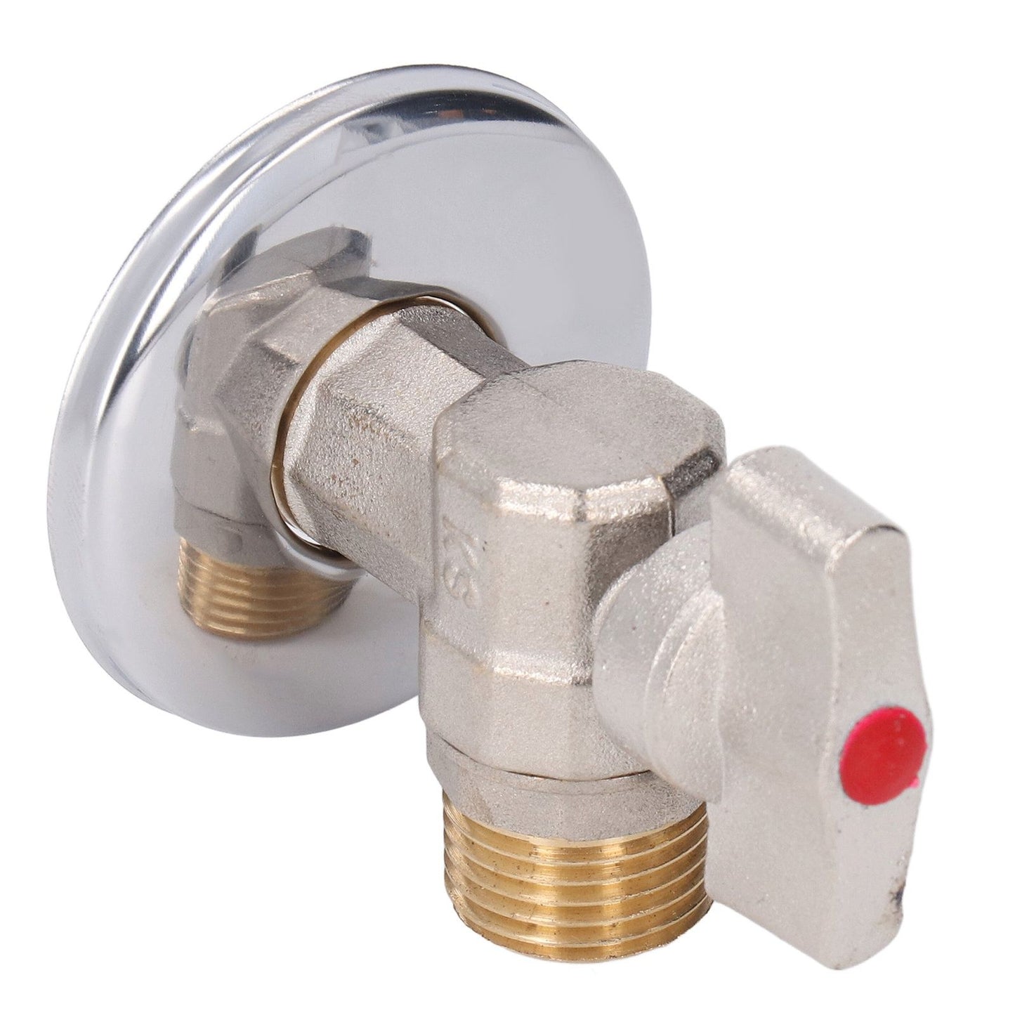 G1/2 Thread Brass Triangle Valve Large Flow Cold Hot Water Angle Stop Valve for Kitchen Bathroom Red V1294-YM0521-3112220081612