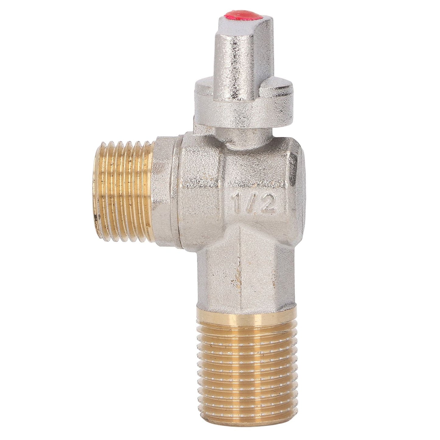 G1/2 Thread Brass Triangle Valve Large Flow Cold Hot Water Angle Stop Valve for Kitchen Bathroom Red V1294-YM0521-3112220081612
