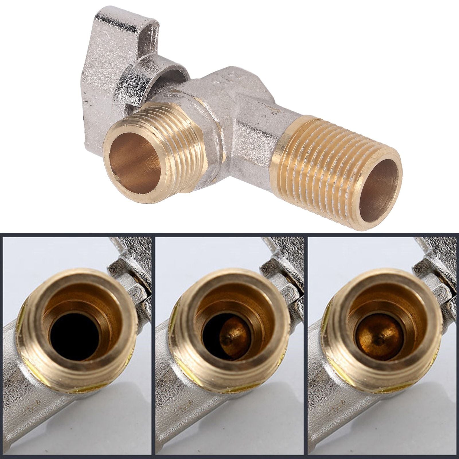 G1/2 Thread Brass Triangle Valve Large Flow Cold Hot Water Angle Stop Valve for Kitchen Bathroom Red V1294-YM0521-3112220081612