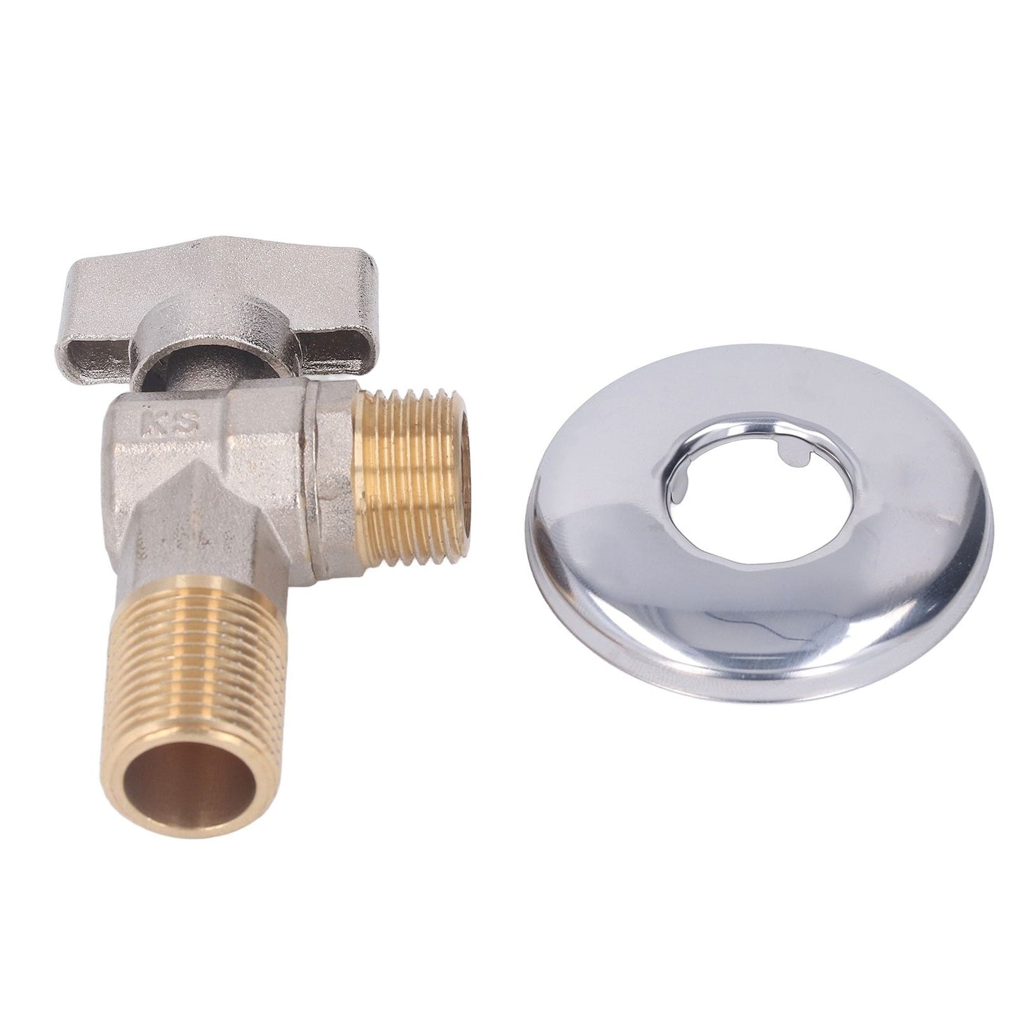 G1/2 Thread Brass Triangle Valve Large Flow Cold Hot Water Angle Stop Valve for Kitchen Bathroom Red V1294-YM0521-3112220081612