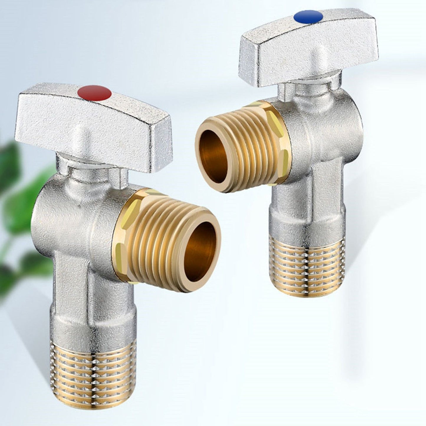 G1/2 Thread Brass Triangle Valve Large Flow Cold Hot Water Angle Stop Valve for Kitchen Bathroom Red V1294-YM0521-3112220081612