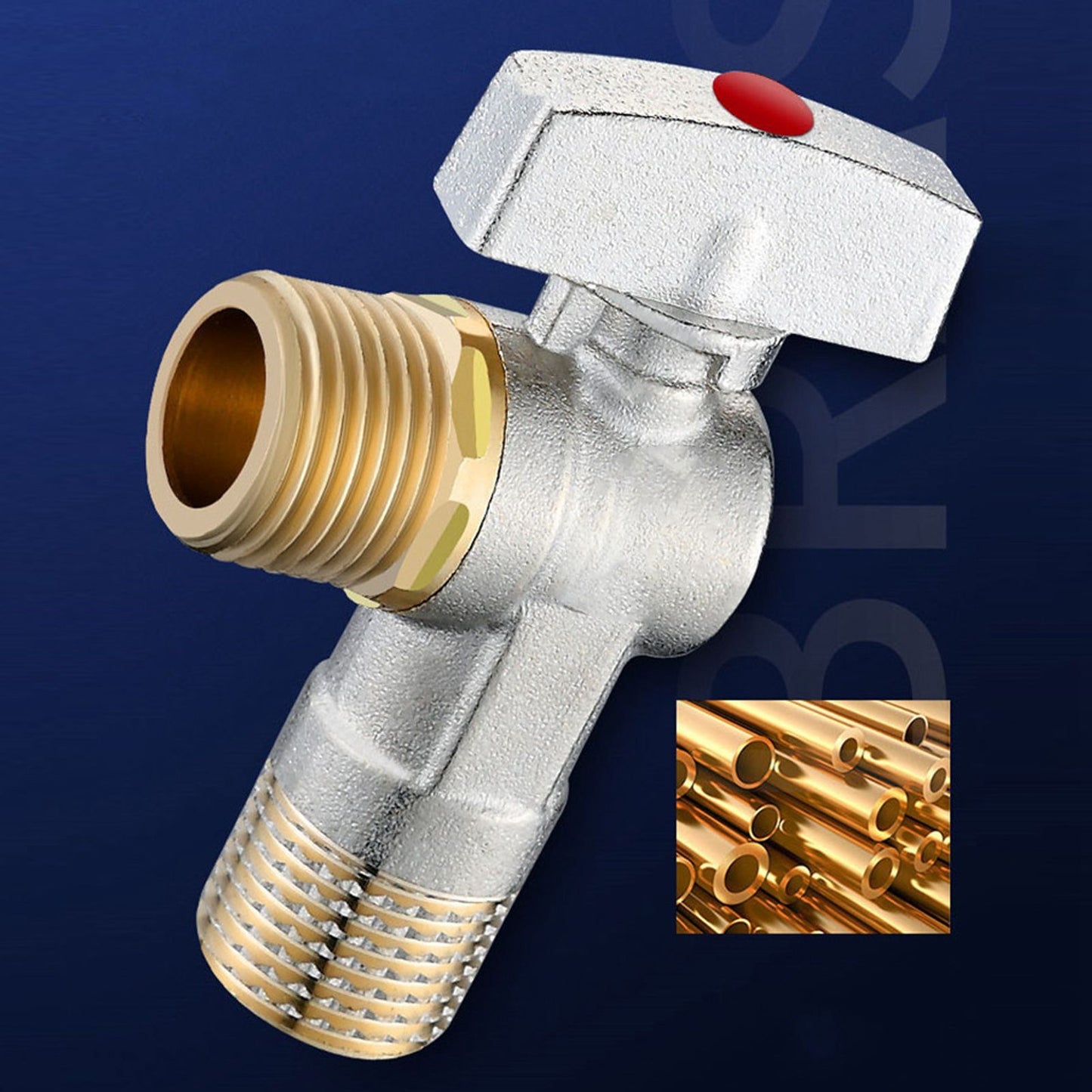 G1/2 Thread Brass Triangle Valve Large Flow Cold Hot Water Angle Stop Valve for Kitchen Bathroom Red V1294-YM0521-3112220081612