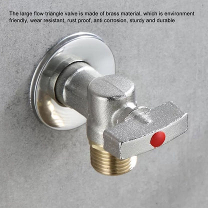 G1/2 Thread Brass Triangle Valve Large Flow Cold Hot Water Angle Stop Valve for Kitchen Bathroom Red V1294-YM0521-3112220081612