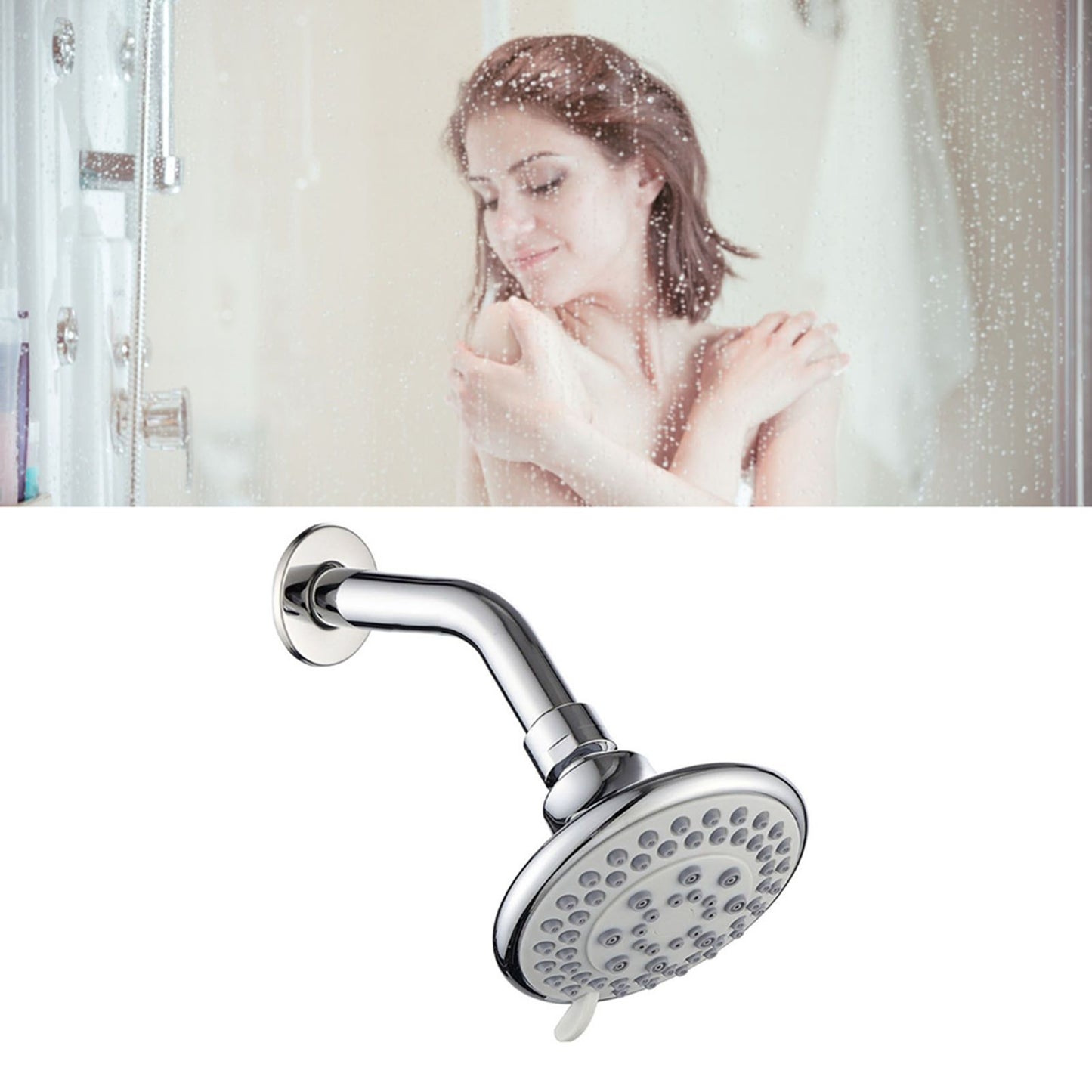 4 Inch Shower Head Plastic Round Wall Mounted Rain Showerhead for Bathroom Shower Accessories V1294-YM0521-3112220082111