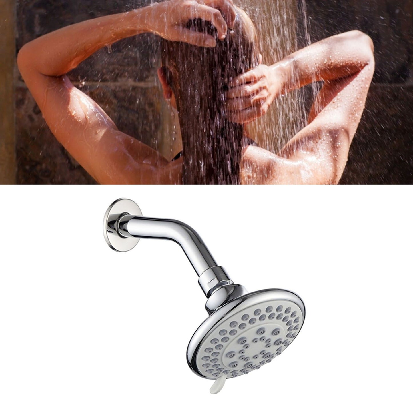 4 Inch Shower Head Plastic Round Wall Mounted Rain Showerhead for Bathroom Shower Accessories V1294-YM0521-3112220082111