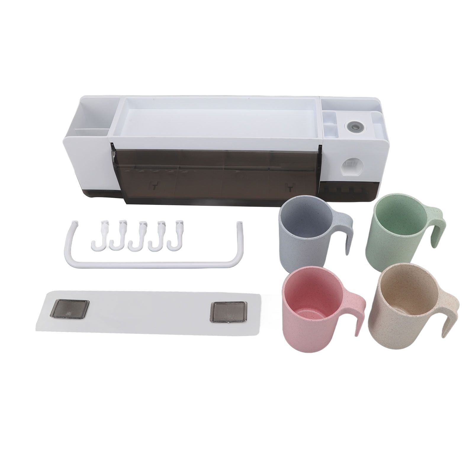 Toothbrush Cup Holder Multifunction Wall Mounted with Toothpaste Dispenser Towel Hook Toothbrush Hanger Rack V1294-YM0521-3112220084113
