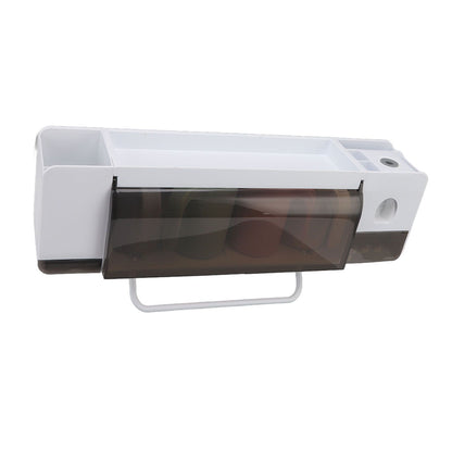 Toothbrush Cup Holder Multifunction Wall Mounted with Toothpaste Dispenser Towel Hook Toothbrush Hanger Rack V1294-YM0521-3112220084113