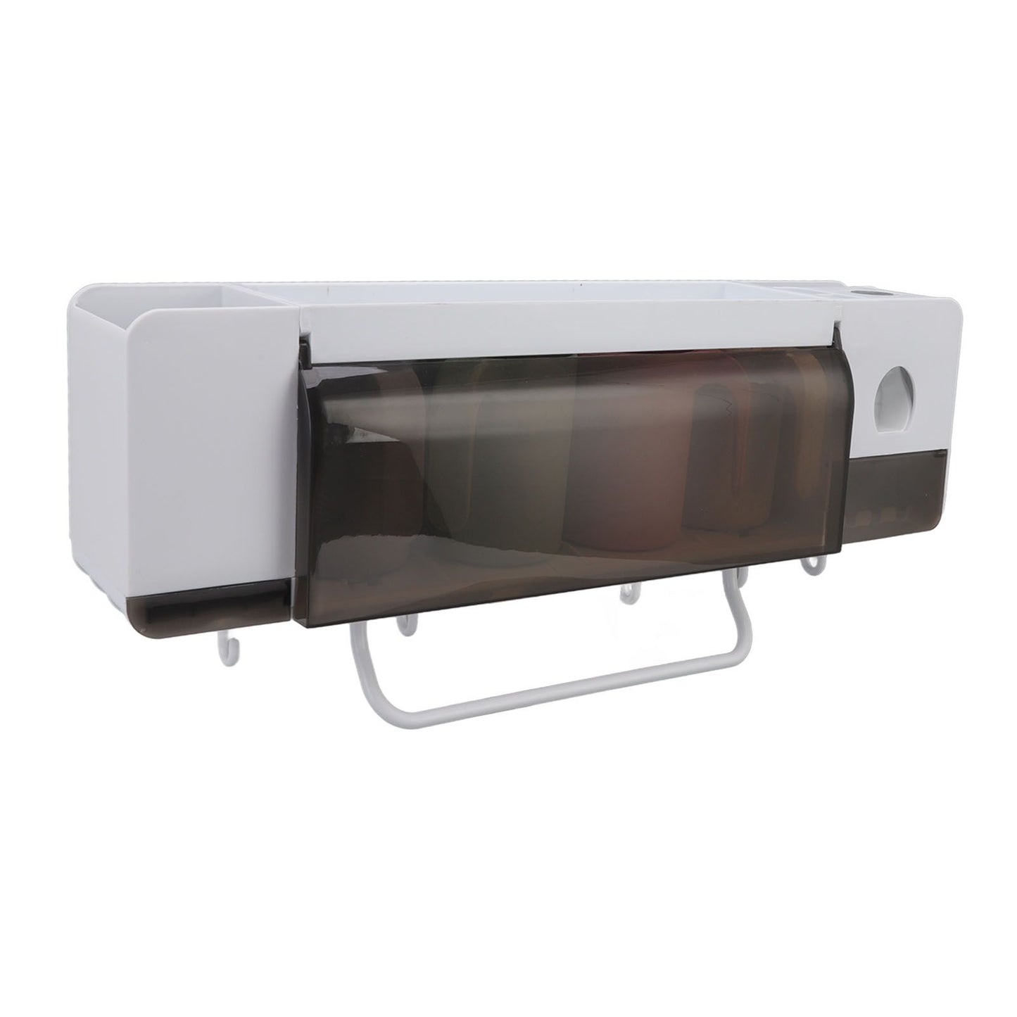 Toothbrush Cup Holder Multifunction Wall Mounted with Toothpaste Dispenser Towel Hook Toothbrush Hanger Rack V1294-YM0521-3112220084113