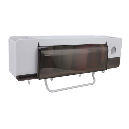 Toothbrush Cup Holder Multifunction Wall Mounted with Toothpaste Dispenser Towel Hook Toothbrush Hanger Rack V1294-YM0521-3112220084113