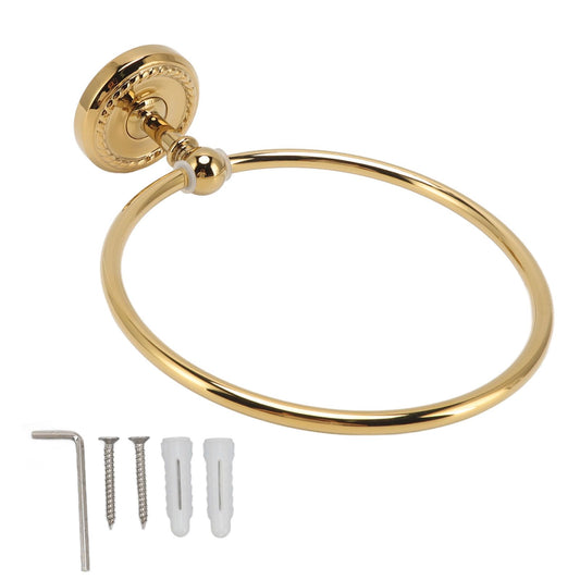 Towel Ring Golden Wall Mounted Glossy Hand Feel Decorative Copper Stainless Steel Bathroom Towel Ring V1294-YM0521-3112220085111