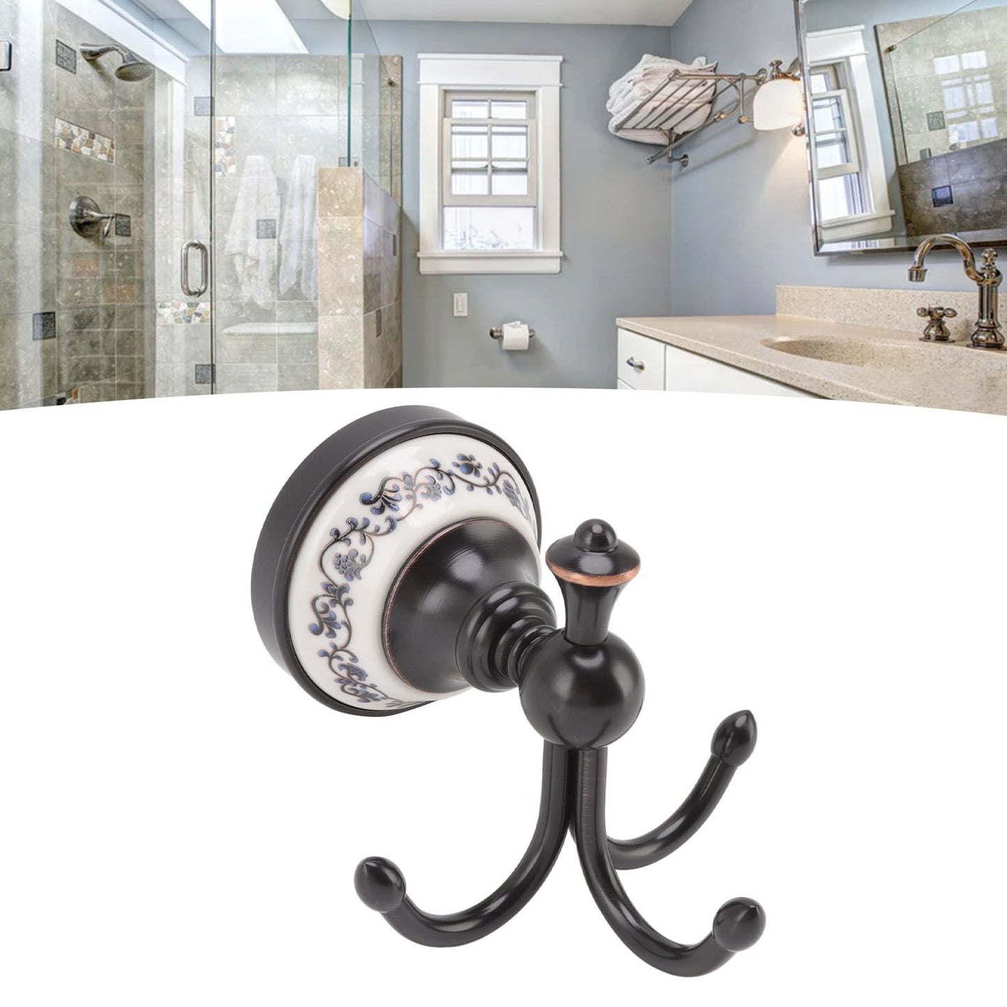 Wall Mounted Coat Hook 3 Prong Retro Look Corrosion Resistance Hanging Towel Hook for Bathroom Bedroom V1294-YM0521-3112220086111