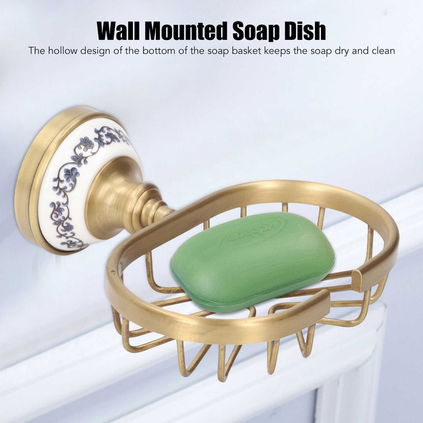 Soap Dish Holder Basket Hollow Design Waterproof Rustproof Wall Mounted Antique Bathroom Soap Basket Soap V1294-YM0521-3112220088311