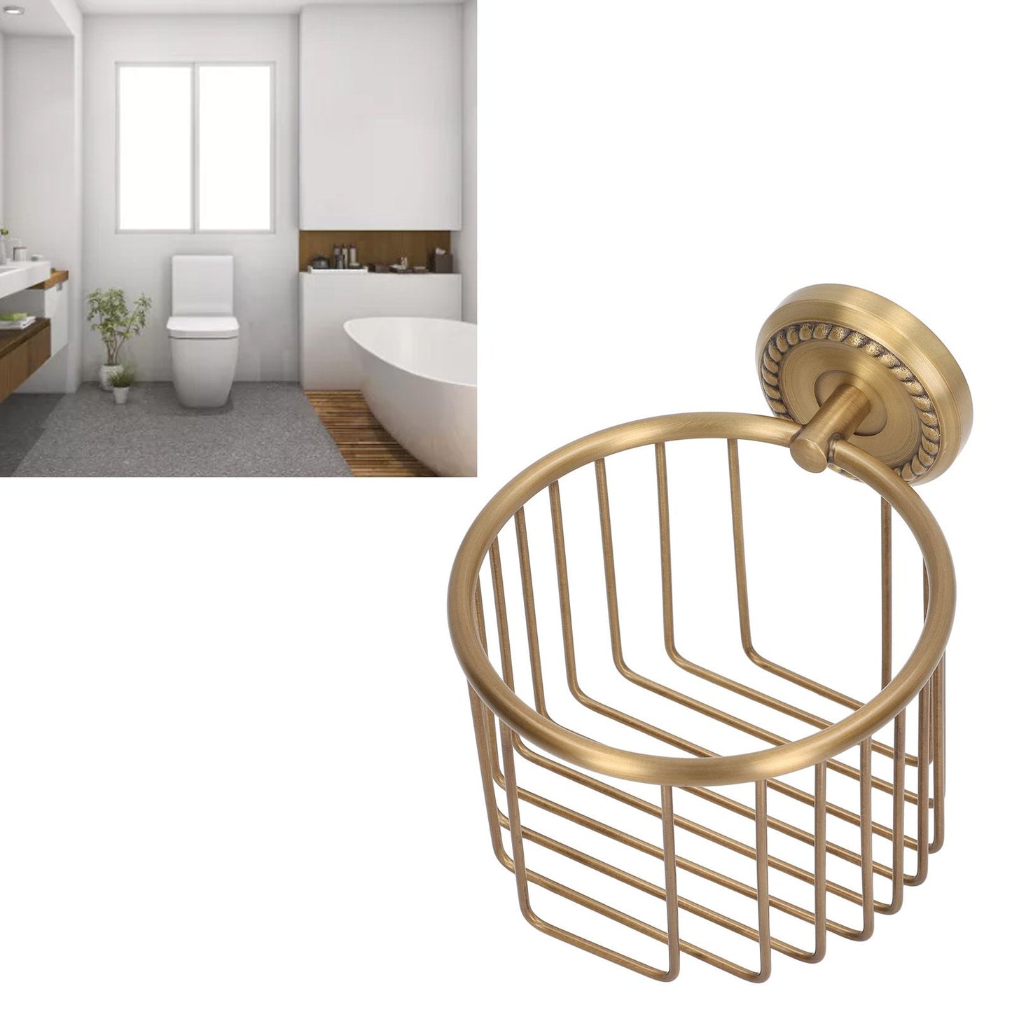 Hollow Out Toilet Paper Holder Antique Rust Proof Wall Mounted Tissue Roll Basket Rack for Bathroom V1294-YM0521-3112220089511