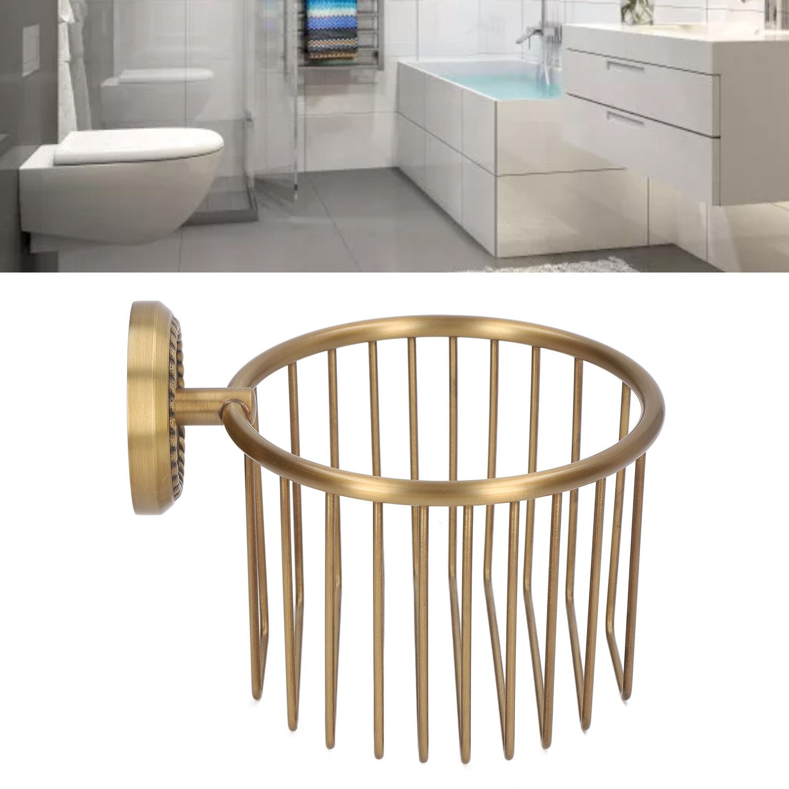 Hollow Out Toilet Paper Holder Antique Rust Proof Wall Mounted Tissue Roll Basket Rack for Bathroom V1294-YM0521-3112220089511