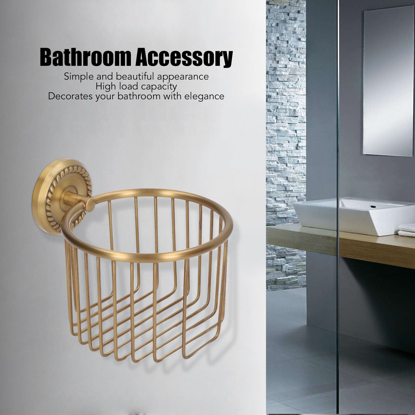 Hollow Out Toilet Paper Holder Antique Rust Proof Wall Mounted Tissue Roll Basket Rack for Bathroom V1294-YM0521-3112220089511