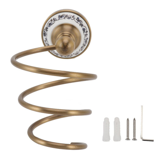 Brass Hair Dryer Holder Antique Retro Hairdryer Hanging Rack for Bath Storage Accessories V1294-YM0521-3112220089811