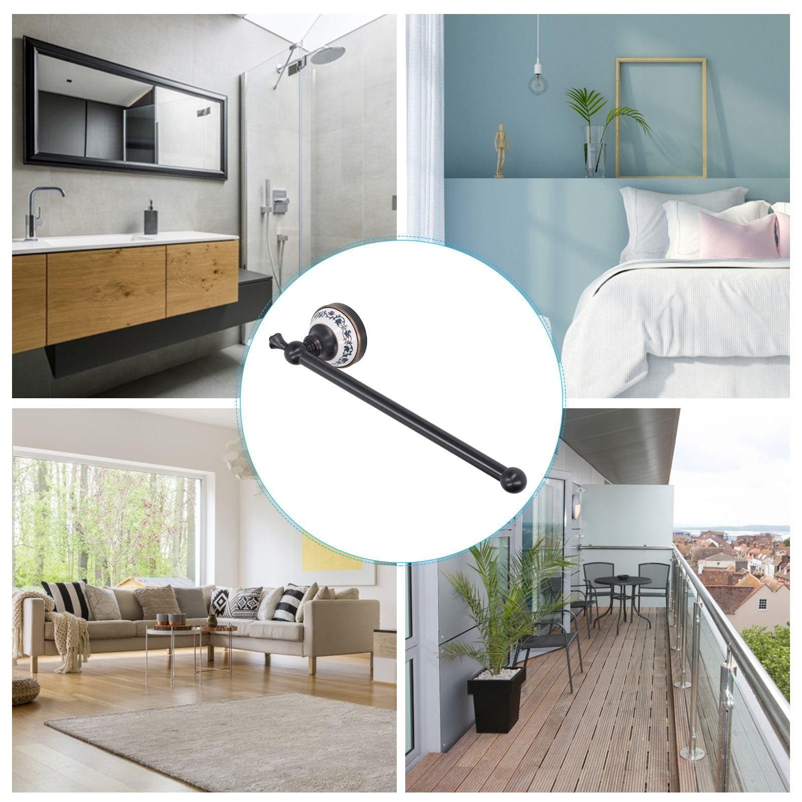 Retro Copper Bathroom Towel Bar Single Bath Towel Rack for Kitchen Wall Bathroom Wall V1294-YM0521-3112220089911