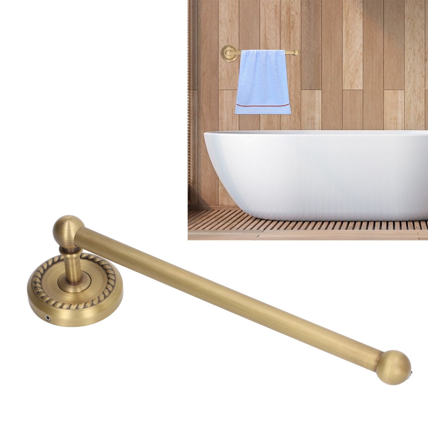 Bathroom Towel Rack Vintage Copper Single Rod Twisted Pattern Towel Bar for Hotel Home Kitchen V1294-YM0521-3112220090111