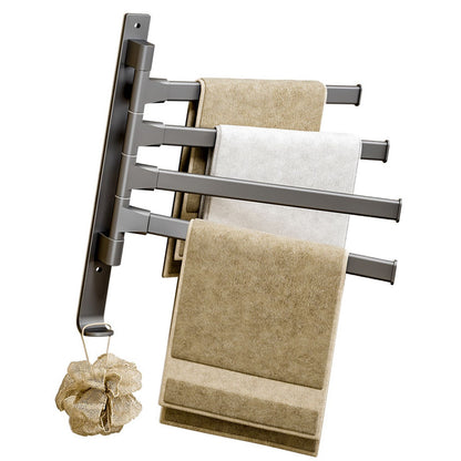 Swivel Towel Rack 4 Arms Thickened Space Aluminum 180 Degrees Rotating Bathroom Towel Holder for Home Hotel V1294-YM0521-3112220090911