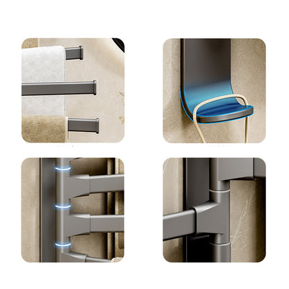 Swivel Towel Rack 4 Arms Thickened Space Aluminum 180 Degrees Rotating Bathroom Towel Holder for Home Hotel V1294-YM0521-3112220090911