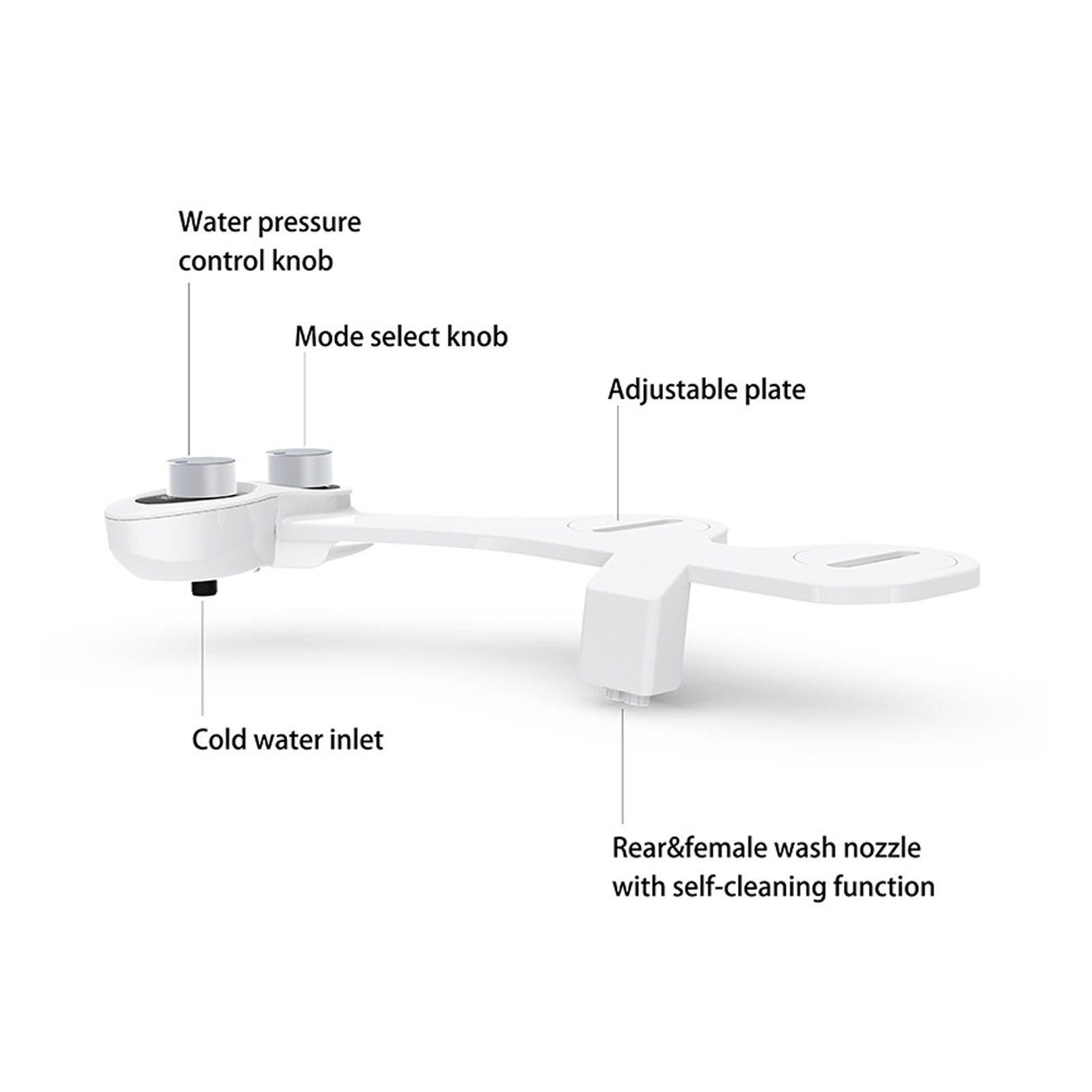 Toilet Bidet Attachment Sprayer Front Back Cleansing Cold Water with 2 Retractable Nozzles V1294-YM0521-3112220091811