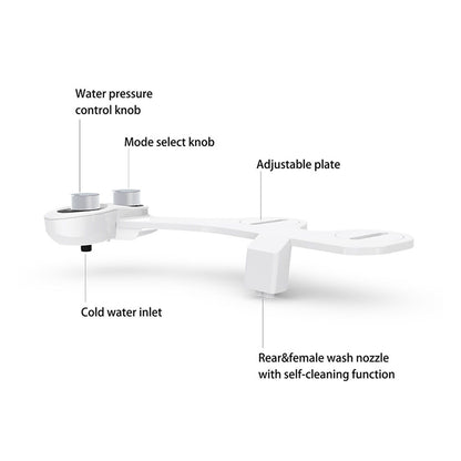 Toilet Bidet Attachment Sprayer Front Back Cleansing Cold Water with 2 Retractable Nozzles V1294-YM0521-3112220091811