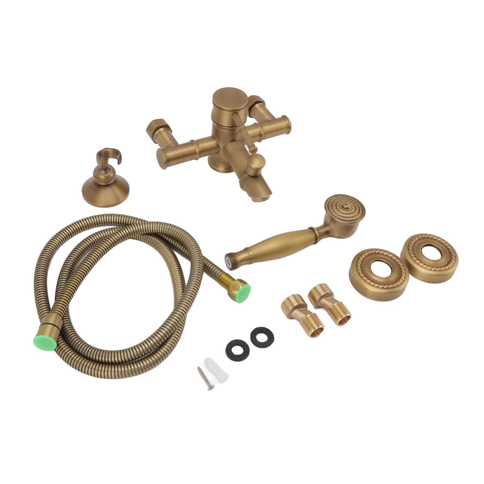 Brass Bathroom Shower European Antique Simple Wall Mount Handheld Shower Set with Accessories for Bathroom V1294-YM0521-3112220097011