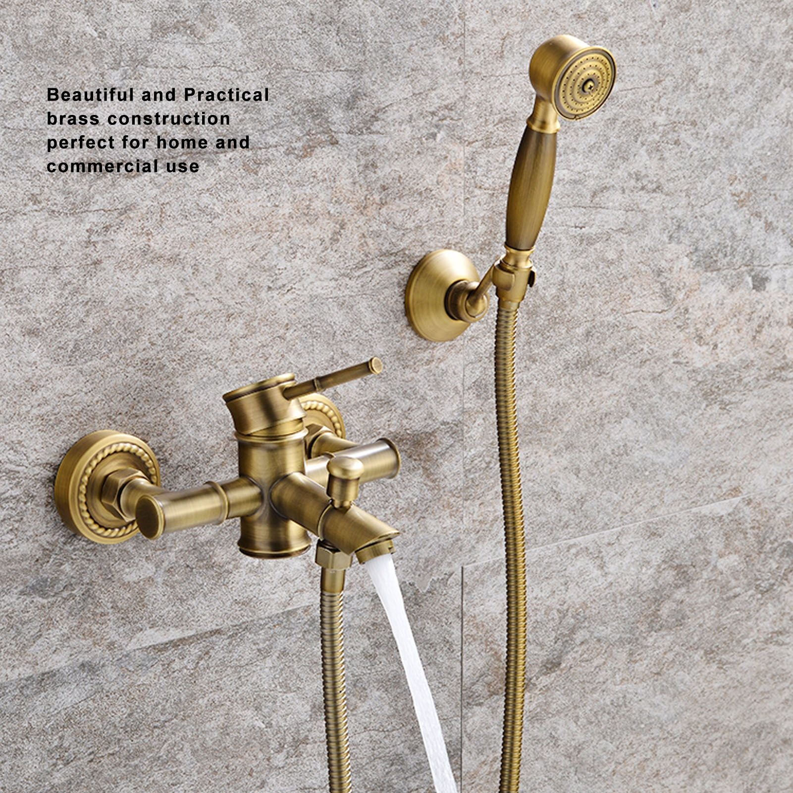 Brass Bathroom Shower European Antique Simple Wall Mount Handheld Shower Set with Accessories for Bathroom V1294-YM0521-3112220097011