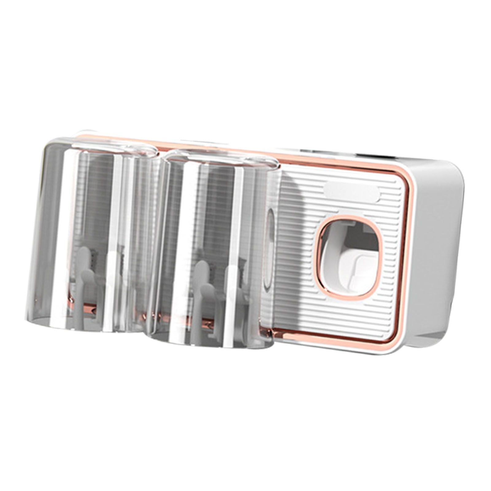 Toothbrush Shelf Drilling Free Toothbrush Holder Rack with Automatic Toothpaste Dispenser White V1294-YM0521-3112230003412