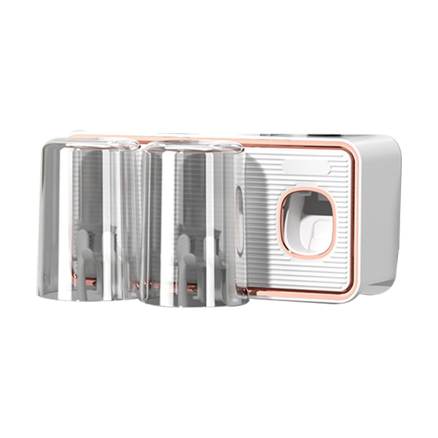 Toothbrush Shelf Drilling Free Toothbrush Holder Rack with Automatic Toothpaste Dispenser White V1294-YM0521-3112230003412