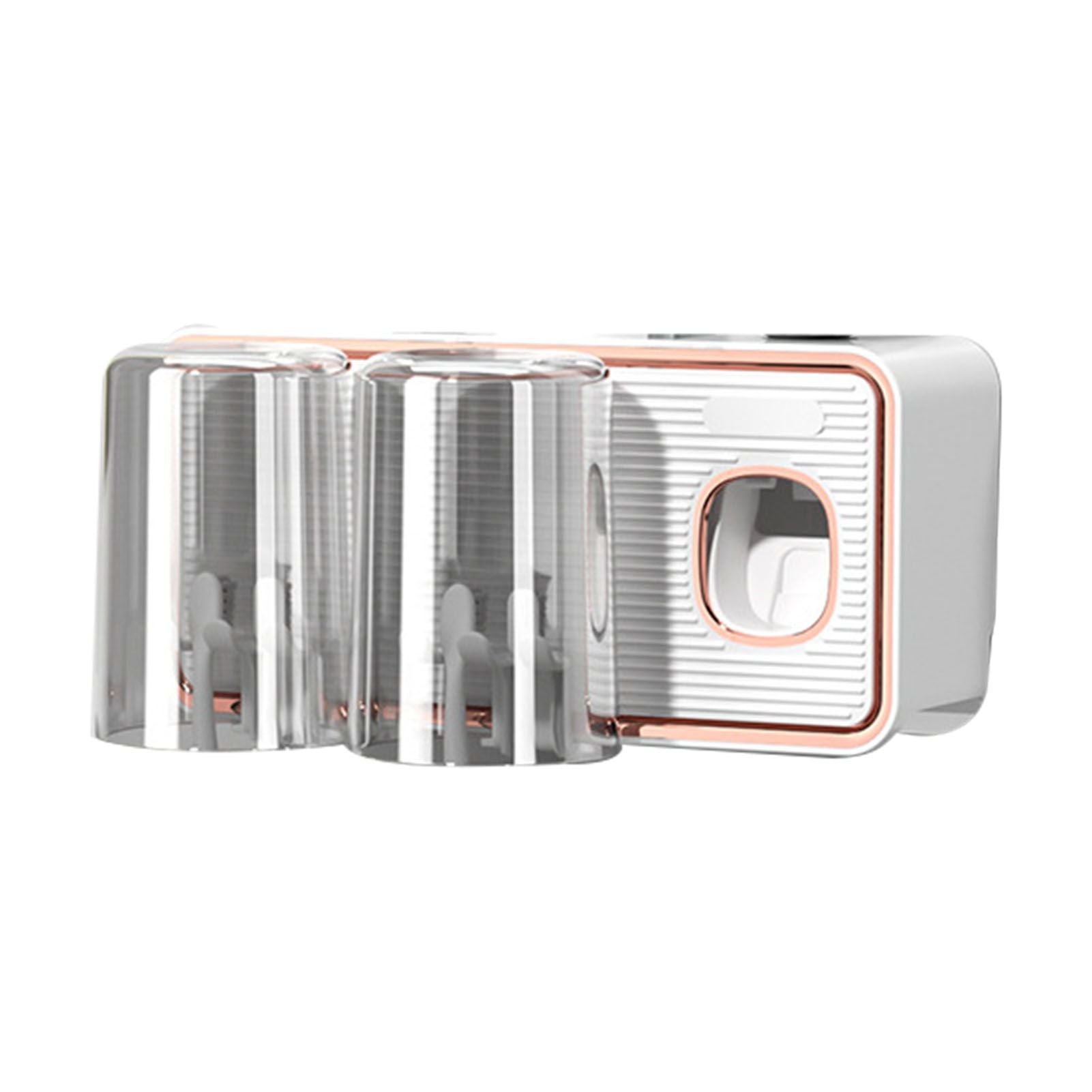 Toothbrush Shelf Drilling Free Toothbrush Holder Rack with Automatic Toothpaste Dispenser White V1294-YM0521-3112230003412