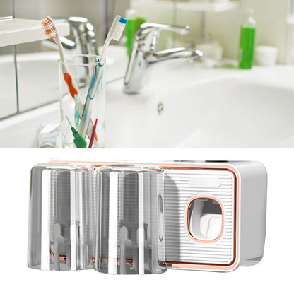 Toothbrush Shelf Drilling Free Toothbrush Holder Rack with Automatic Toothpaste Dispenser White V1294-YM0521-3112230003412