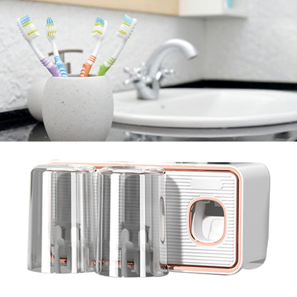 Toothbrush Shelf Drilling Free Toothbrush Holder Rack with Automatic Toothpaste Dispenser White V1294-YM0521-3112230003412