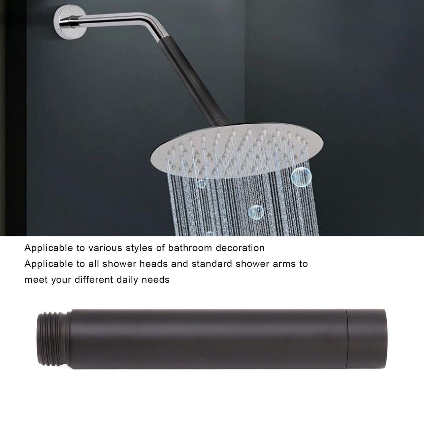 Shower Arm Stainless Steel Modern Elegant Shower Extension Pipe for Bathroom Black V1294-YM0521-3112230011711