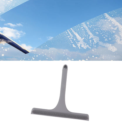 Glass Wiper with Non Slip Handle Silicone Window Cleaner Squeegee for Bathroom Windows Kitchen Mirror Grey V1294-YM0521-3112230011812