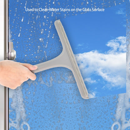 Glass Wiper with Non Slip Handle Silicone Window Cleaner Squeegee for Bathroom Windows Kitchen Mirror Grey V1294-YM0521-3112230011812