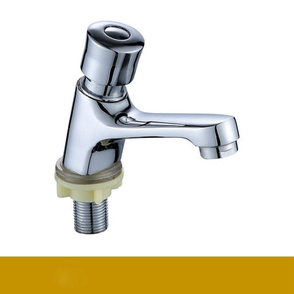 Time Delay Silver Faucet Single Tube Cold Water Basin Taps for Public Hotel Restaurant Shopping Mall V1294-YM0521-3112230012811